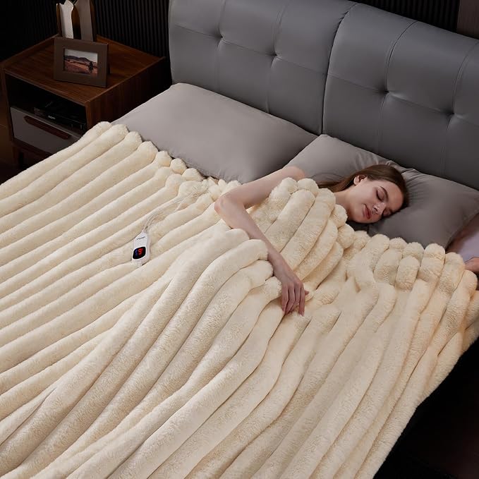 Heated Throw Blanket, Faux Fur Cozy Heating Blanket - Image 6