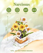 Rowood 3D Puzzles for Adults, Mother's Day DIY Wooden Flower Narcissus Craft Kit - Image 4