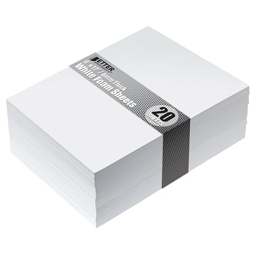 Better Office Products White EVA Foam Sheets, 20 Pack, 6mm Extra Thick by BetterOfficeProducts