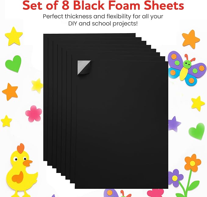 Self-Adhesive EVA Foam Sheets for Crafts – 2mm Thickness 8 Black Sheets - Image 3