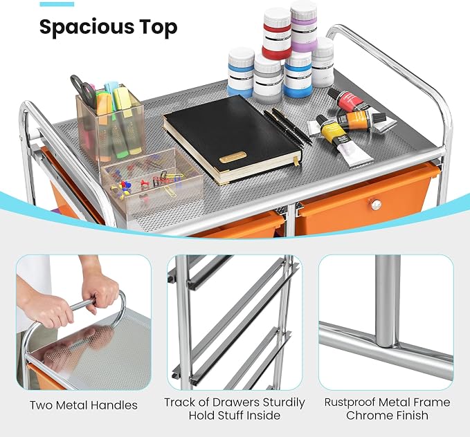 Giantex 10 Drawers Rolling Cart, Classroom Organizers, Storage Cart - Image 7