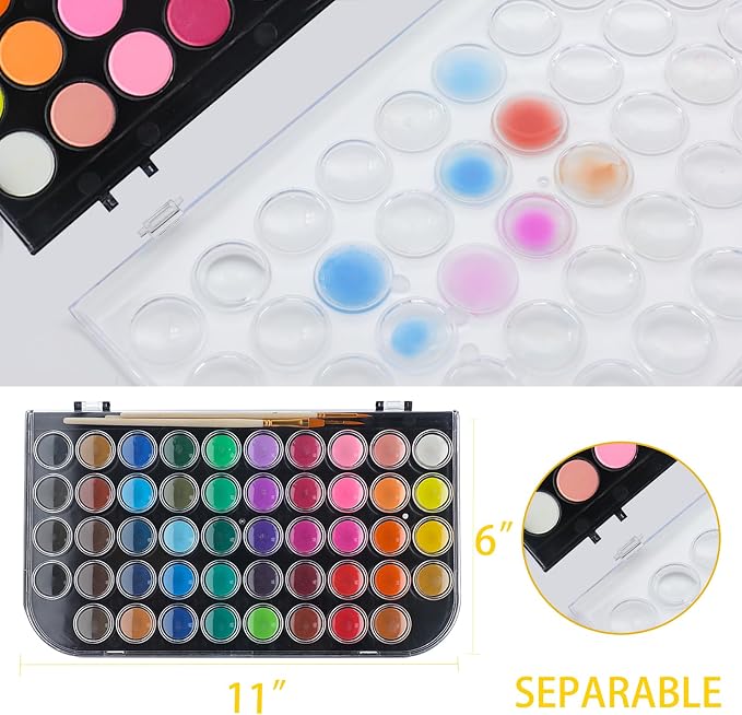 Artecho 48 Colors Watercolor Paint Set, Portable Travel Watercolor Cake Kit - Image 2