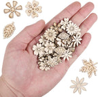 100 PCS Unfinished Wood Flowers Wood Slice Leaf Pattern Cutouts Mini Wooden - Image 7