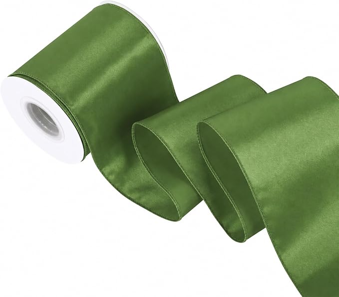 Spring Moss 4 Inch Continuous 15 Yards Satin Wired Ribbon by Simplegoal