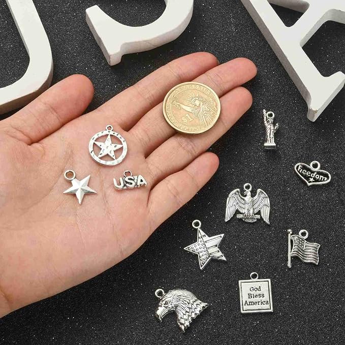 DanLingJewelry 100Pcs 10 Styles Patriotic Charms - Image 3