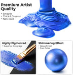 Nicpro Metallic Blue Acrylic Paint, 8.45oz/250ml Large Metallic Paint | Non - Image 2