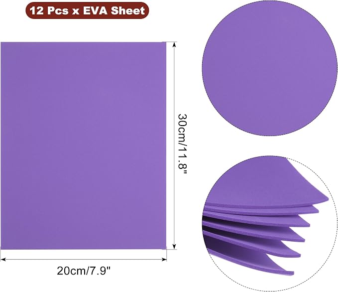 uxcell Dark Purple EVA Foam Sheets, 11.8x7.9 in 2mm Thick Handicraft Foam Paper - Image 2