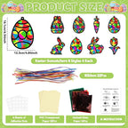 32 Sets Easter Suncatchers Craft Kit DIY Egg Basket Window Stained Glass Effect - Image 2