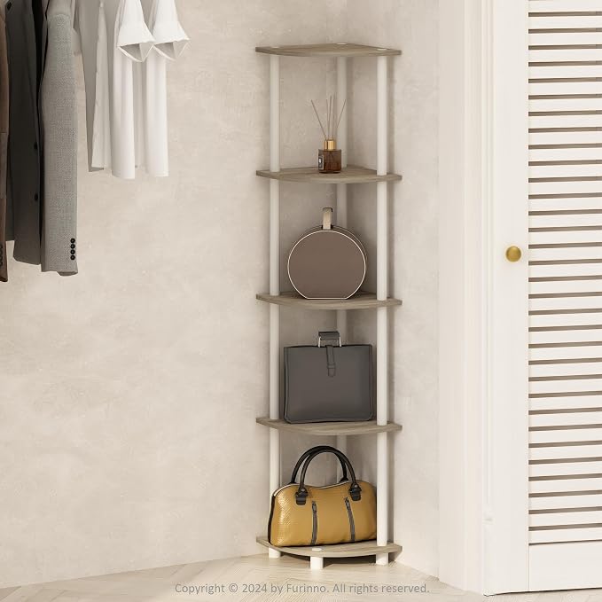 Furinno Turn-N-Tube Storage Shelves, 5-Tier Book Shelf, Corner Shelf, Toolless by Furinno-FitsYourSpaceFitsYourBudget