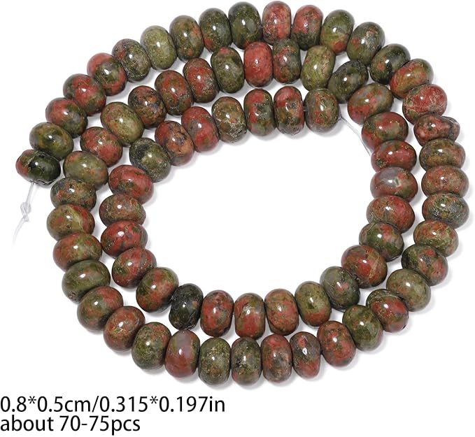 Songxi 5x8mm Natural Unakite Stone Rondelle Beads, Gemstone - Image 2