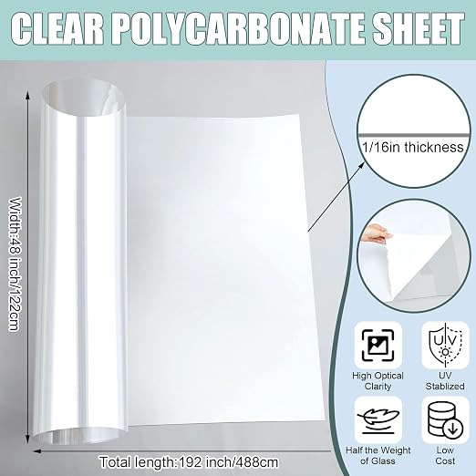 Beeveer Polycarbonate Clear Plastic Sheet 1 Pcs 48" x 192" Flexible Sheet Panels - Image 2