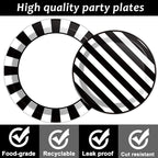200pcs Black and White Party Plates Napkins Forks Striped Theme Party Tableware - Image 4