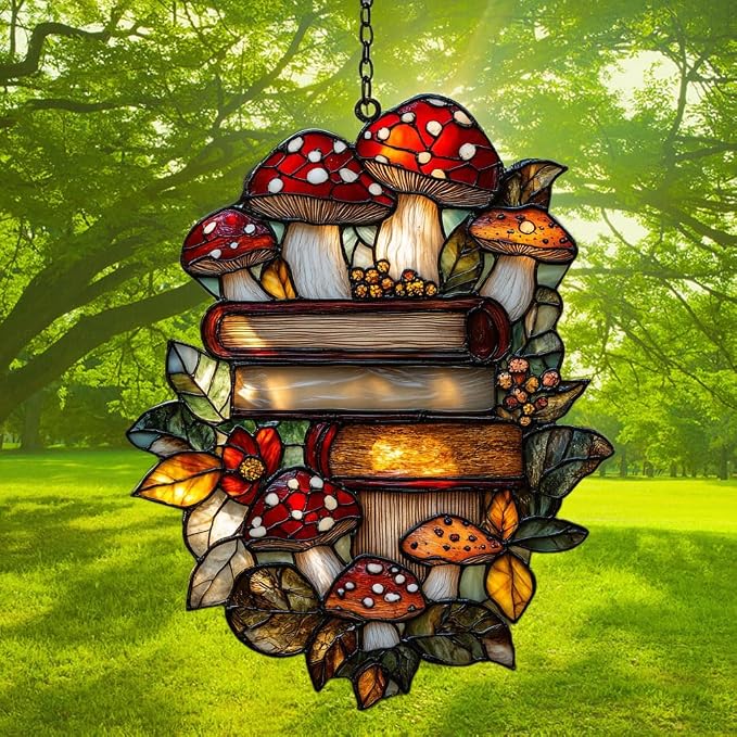 Forest Stack of Books Acrylic Suncatcher Stained Glass Effect Window Car - Image 3