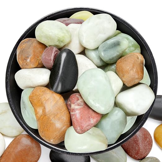 5 lb Pebbles for Indoor Plants, 1-2 Inch Decorative Rocks for Potted Plants by RUOJAS