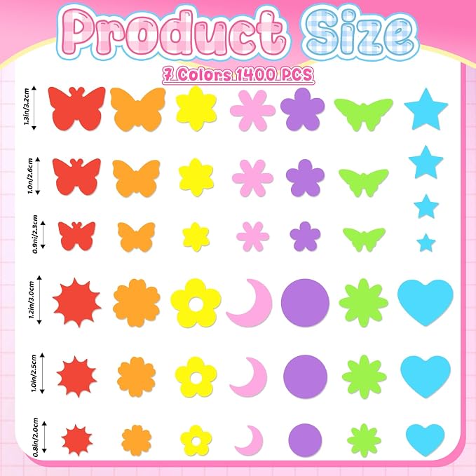 1400Pcs Foam Stickers Colorful Flower Butterfly Foam Shapes Stickers - Image 2