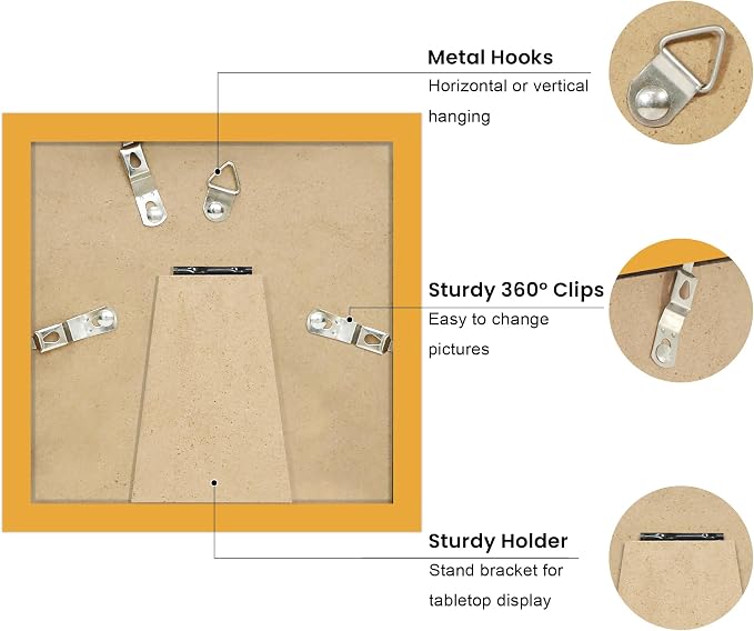 5x5 Picture Frame with Wavy Mat, Wooden Real Glass 5 x 5 Photo Frame - Image 4
