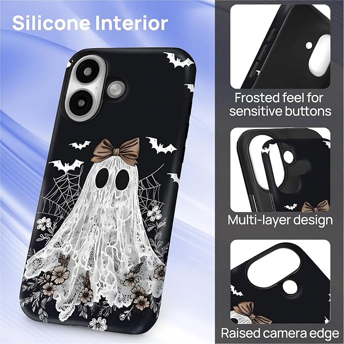Case for iPhone 16 Plus, Scratch Resistant Hybrid Double Layer Hard Shell，Lace - Image 3