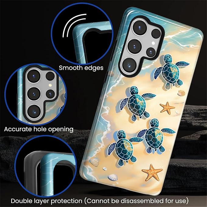 for Samsung Galaxy S25 Ultra Case, Sea Turtle Beach Pattern Glossy 2 in 1 - Image 5