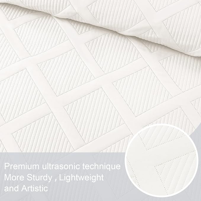 Exclusivo Mezcla King Quilt Set- White Quilts Bedding Set - Image 4