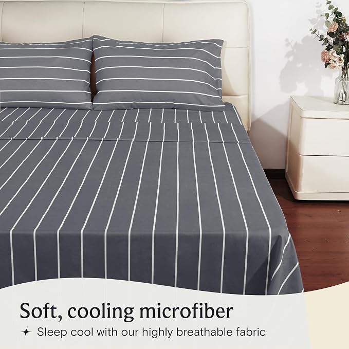 LuxClub 4 PC Cal King Size Sheet Set Bed Sheets, Breathable Luxury, Deep - Image 3