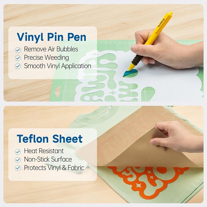 TECKWRAP Heat Transfer Vinyl for T-Shirts 60 Sheets 10"x12" Easy Cut & Weed | - Image 8