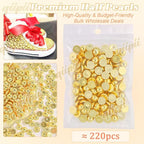 qiipii 220PCS 10mm Shiny Gold Round Half Round Pearls - Image 2
