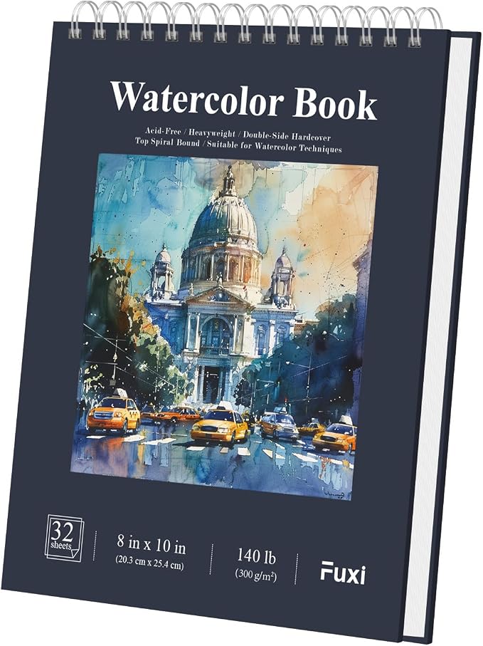 Fuxi 8x10 Watercolor Paper, 140lb Cold Press Watercolor Spiral Notebook by SketchBook