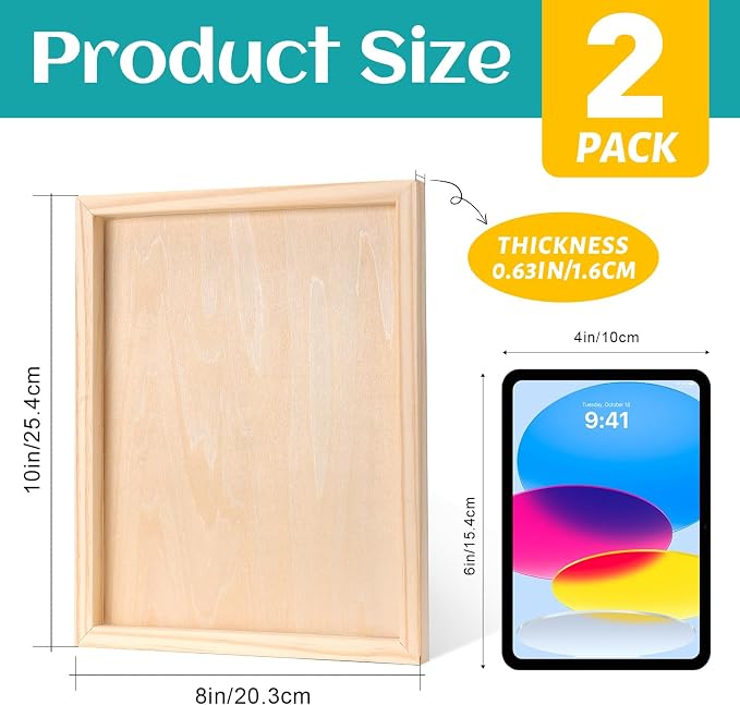 ESRICH 8x10 Inch Wood Panels for Painting, 2 Pack Craft Wood Canvas Boards - Image 3