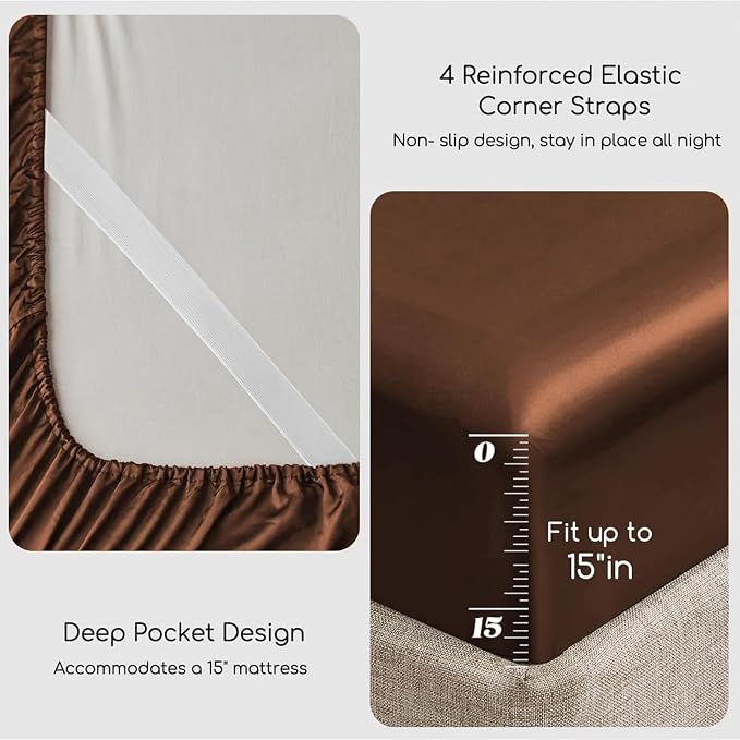 MR&HM Satin Bed Sheets, Twin XL Size Sheets Set - Image 4