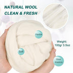 uxcell Needle Felting Wool, 3.5 Oz Nature Fibre Wool Yarn Roving - Image 2