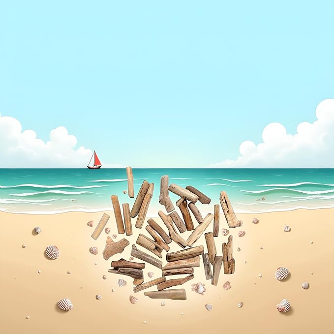 20 Pcs Natural Driftwood Pieces Branch Slices Craft Sticks Beach Decor - Image 4