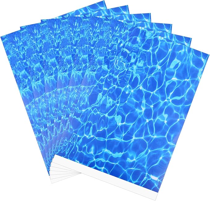 Telooco 6 Sheets Ripple Water Sticker, Ocean Diorama Supplies Paper, Self by Telooco