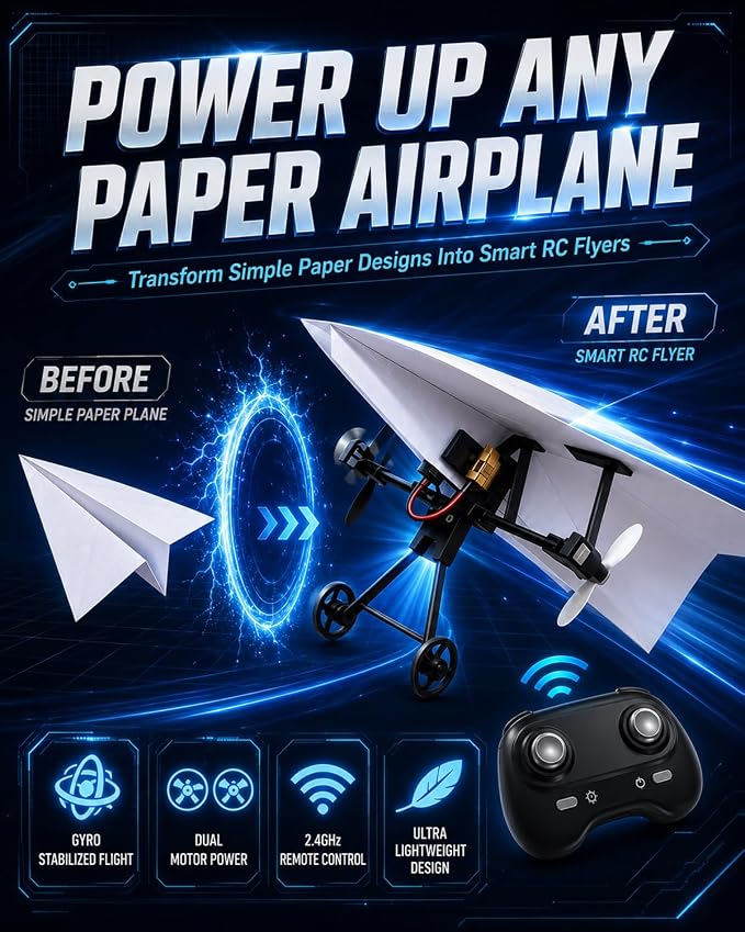 Rc Paper Airplane Motor Kit DIY Model Airplanes Launcher Construction Set - Image 3