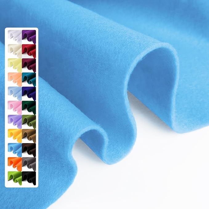 Sky Blue Soft Felt Fabric Sheet 36" x 36", 1.6mm Thick, Premium Craft Felt by Grainear
