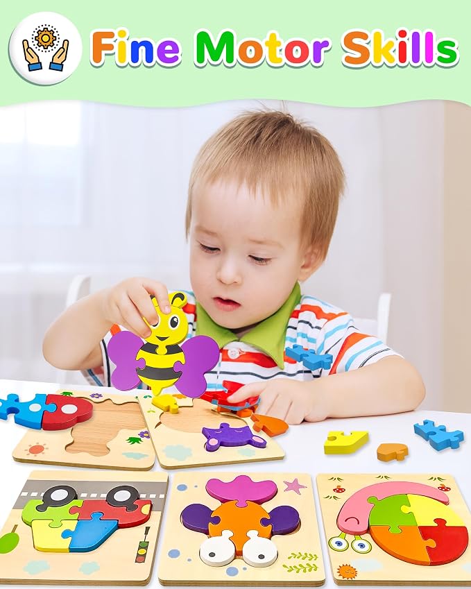Yetonamr Wooden Toddler Puzzles Gifts Toys - Image 3