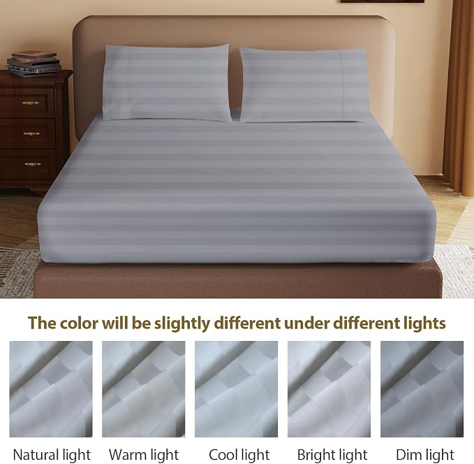 100% Egyptian Cotton Fitted Sheet Full Size, 600 Thread Count, Single Fitted - Image 9