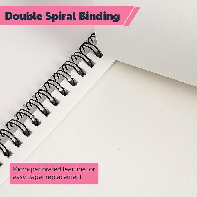 12 Pack Sketch Book, 5.5 x 8.5 Inch Sketchbook, 68lb/100gsm Top Spiral Bound - Image 4