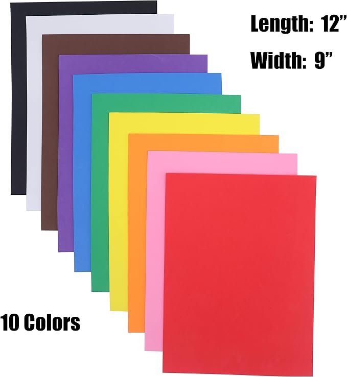 OISAKLD 10 Pack EVA Color Foam 9x12 inch EVA Craft Foam 2mm EVA Foam Sheets - Image 2