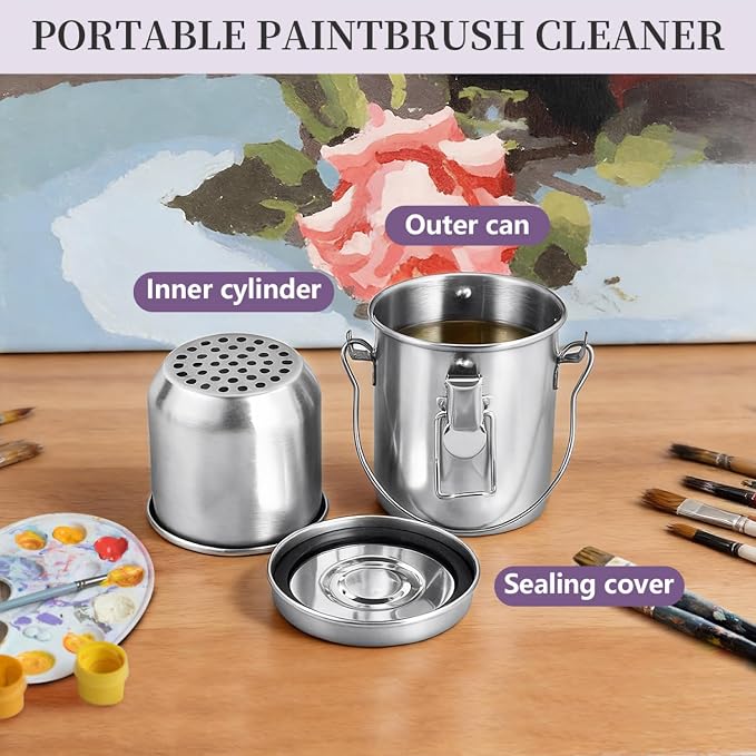 SenseYo Oil Paint Brush Cleaner Washer, Portable Airtight Brush Holder - Image 3