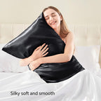 BEDELITE Satin Pillowcase with Zipper 4 Pack, Dark Grey Pillow Cases Queen Size - Image 2
