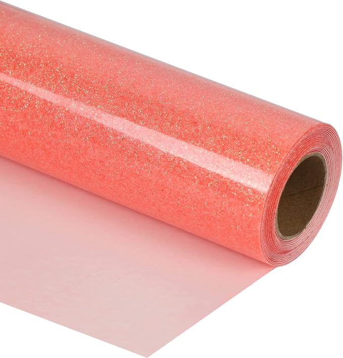 guangyintong Glow Glitter Orange Red Heat Transfer Vinyl HTV Rolls, Glitter HTV by guangyintong