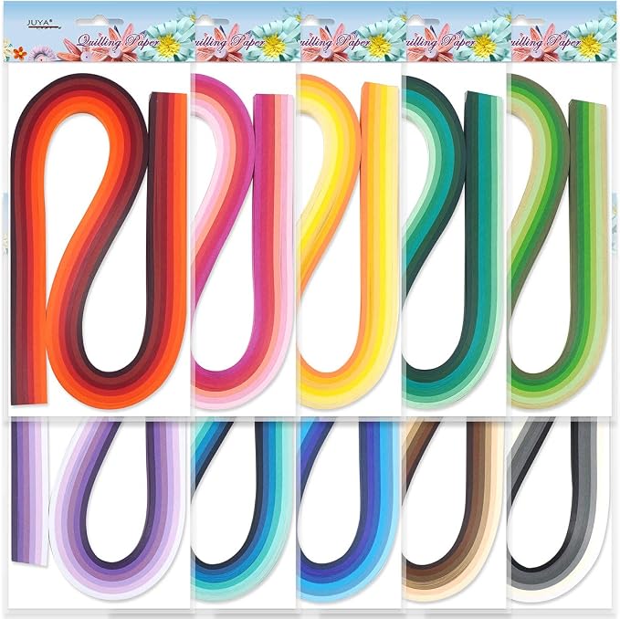JUYA Multi-Color Paper Quilling Strips Set 60 Colors 10 Packs 54cm Length Paper - Image 2