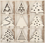 MACTING 27PCS Wooden Christmas Ornaments Unfinished Predrilled Natural Wood by MACTING