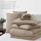 CozyLux King Size Comforter Set Khaki, 7 Pieces Bed in a Bag, Khaki Comforter - Image 6
