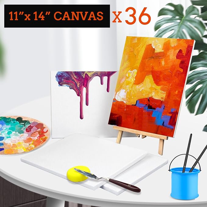 ESRICH Stretched Canvas for Painting 11x14 Inch, 36 Pack Blank Canvas -5/8 in - Image 2