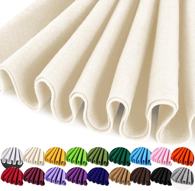 IONTACH 36" X 36" Ivory Soft Felt Fabric 1.6mm Thick | Felt Sheets by IONTACH