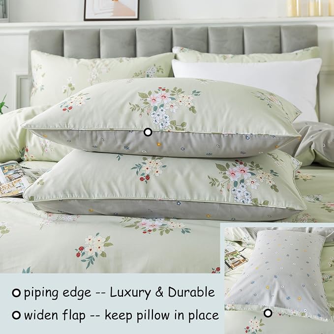 FADFAY Full Duvet Cover Set Floral Comforter Cover 100% Cotton Girls Vintage - Image 3
