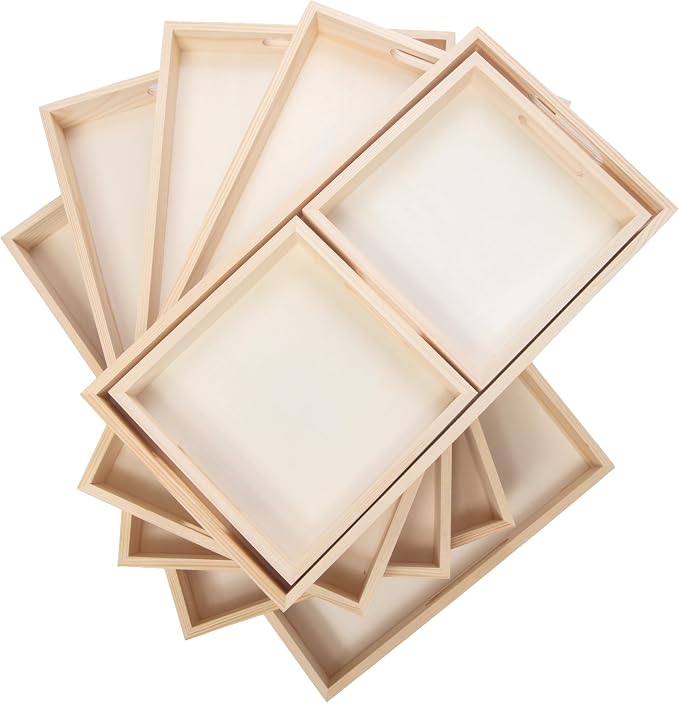 Wooden Nested Serving Trays, Unfinished Rectangle Trays - Image 4