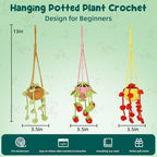 WaldyWop Crochet Kit for Beginners: 3 PCS Hanging Potted Crochet Plants Kits - Image 3
