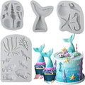 Sakolla 4 Pcs Marine Theme Silicone Fondant Molds, Mermaid Tail Seashell Conch by Sakolla